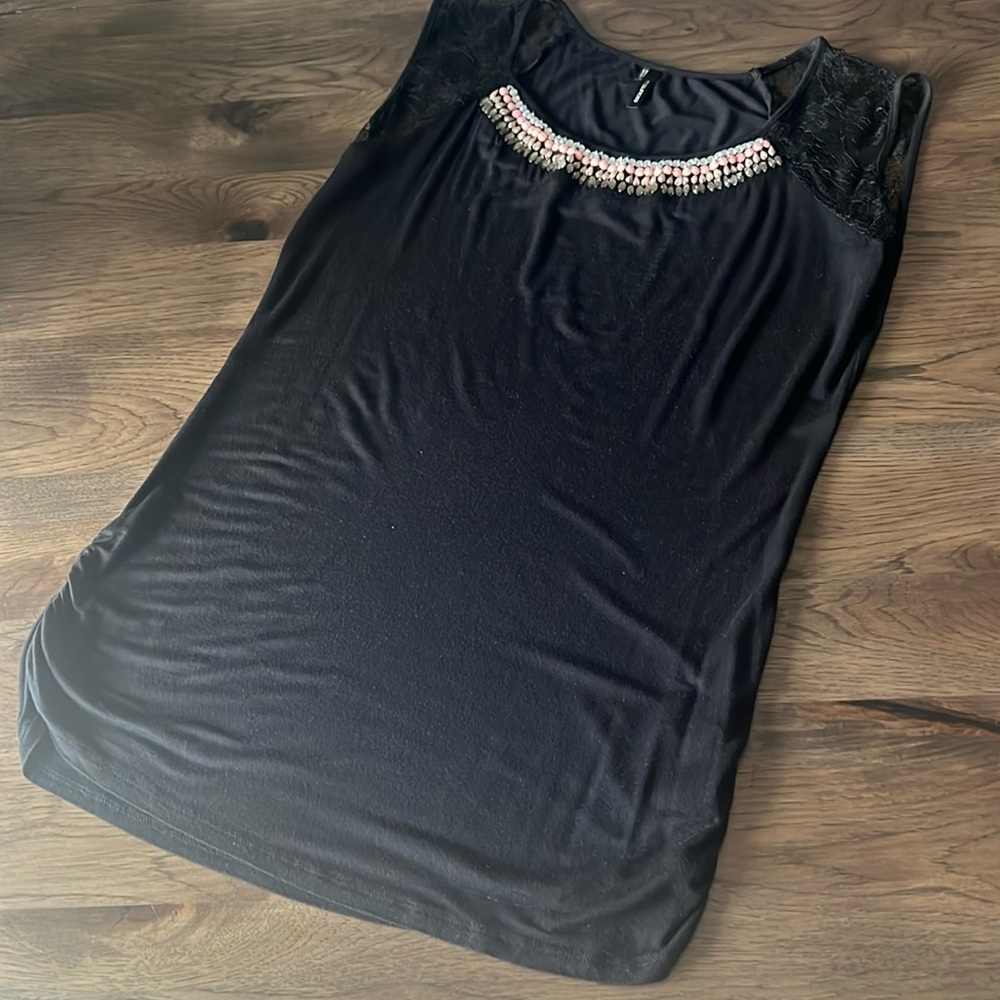 Maurices Women’s Large Black Top with Beaded Detail